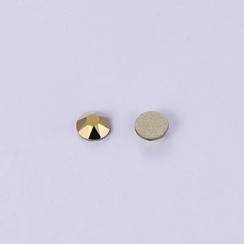 High Quality 16 Facets Non Hotfix Glass Crystal Stones Nail Art Decoration Flatback Aurum Glass Rhinestone in Stock for Fashion