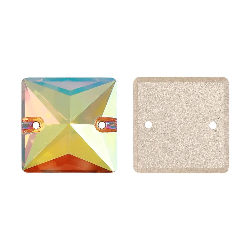 3240 Pure Glass Flat Back Grade AAAAAA Quality 12mm/14mm/16mm/22mm Square Shape Sew-on Rhinestones for Garment Decoration