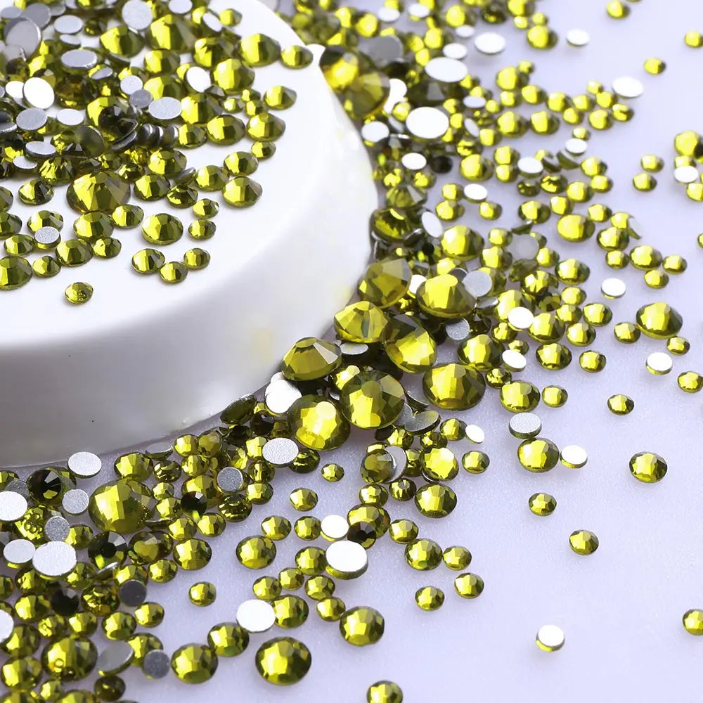 Wholesale Rhinestones 200 Colors 1440pcs  Mix Size Glue on Glass Flat Back Rhinestone Bulk Glass Rhinestone Crystal for Garment