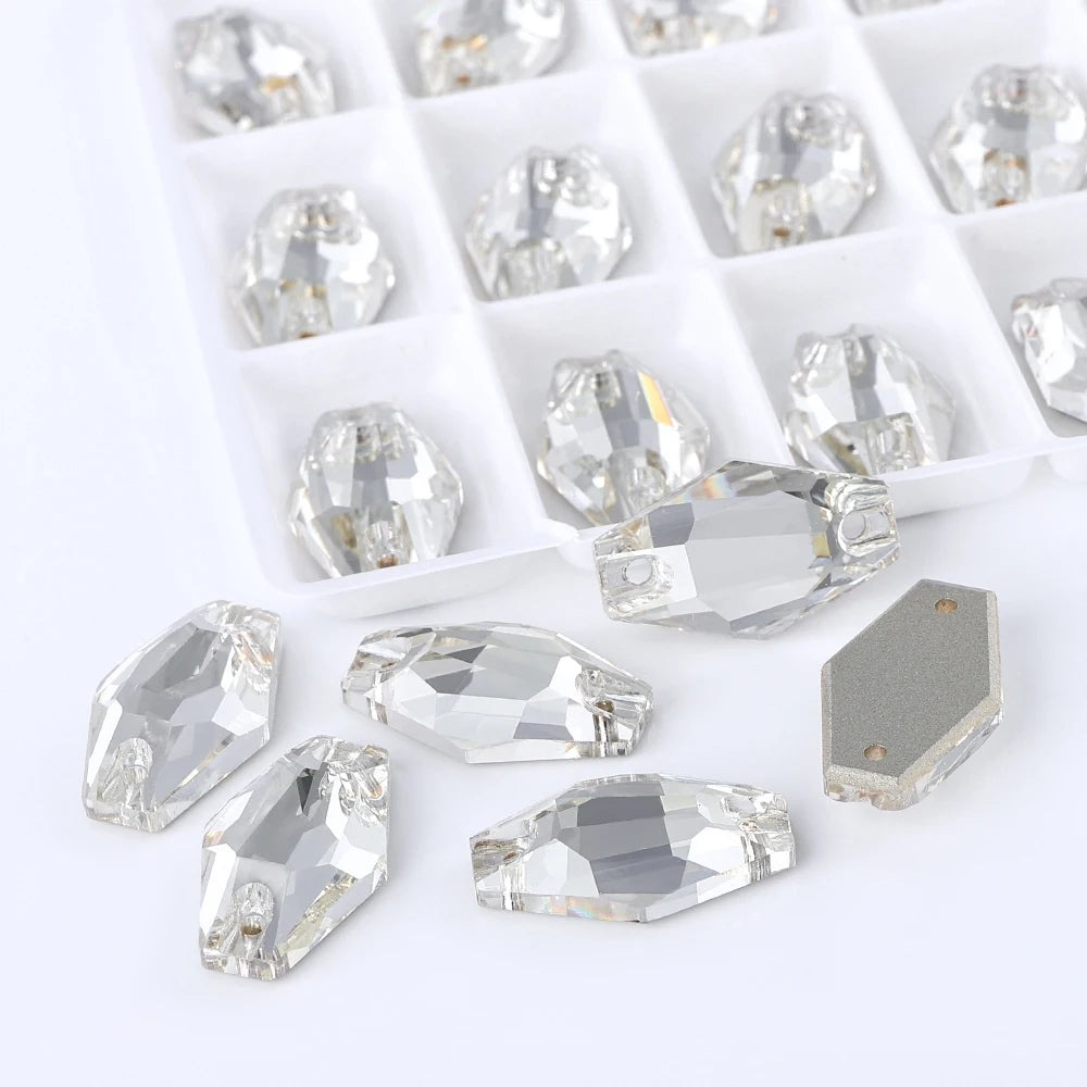 3261 QIYI Hexagon Innovative Design High Quality Durable Pure Luxury Glass Crystal Sew-on Stone Rhinestones for Wedding Dress