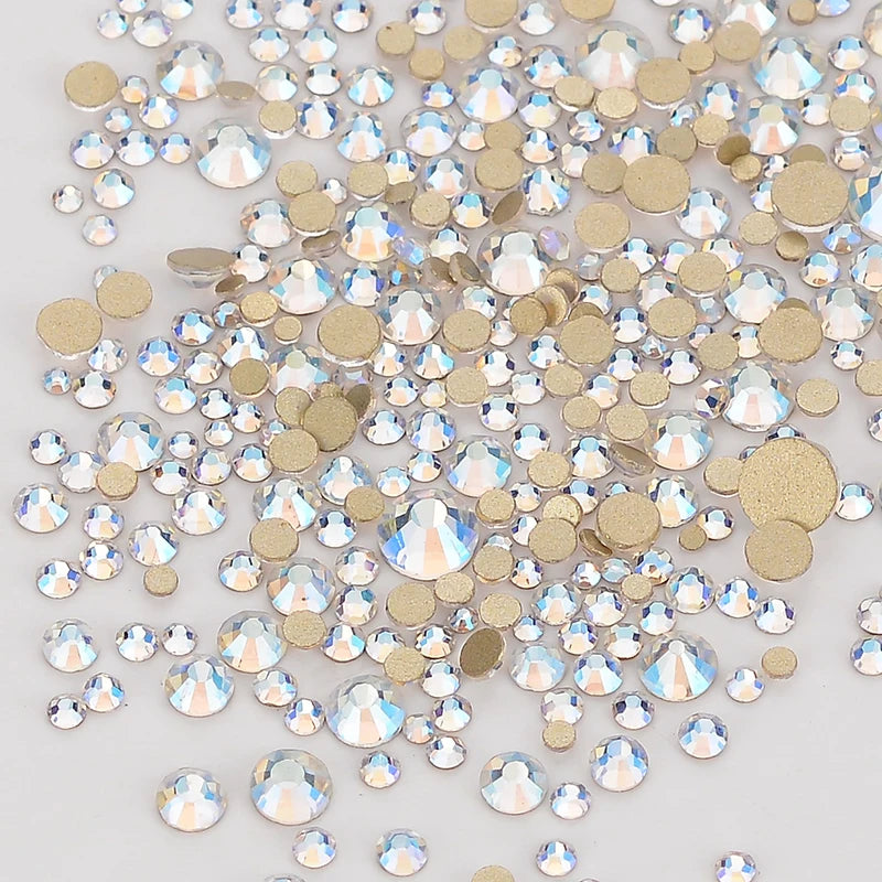 Wholesale Custom Ss4-ss20 Mix Size Rhinestone Non Hotfix Flat Back Rhinestones Bulk Crystal for Nair Art Decoration