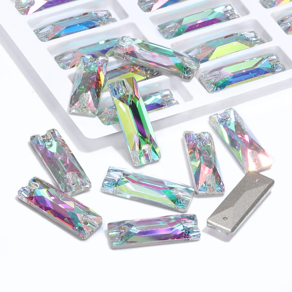 3250 Wholesale Rectangle  Cosmic  4*8/6*18/7*21/8.5*26mm Crystal Glass Sew-on Rhinestones Flatback or Clothing Decoration