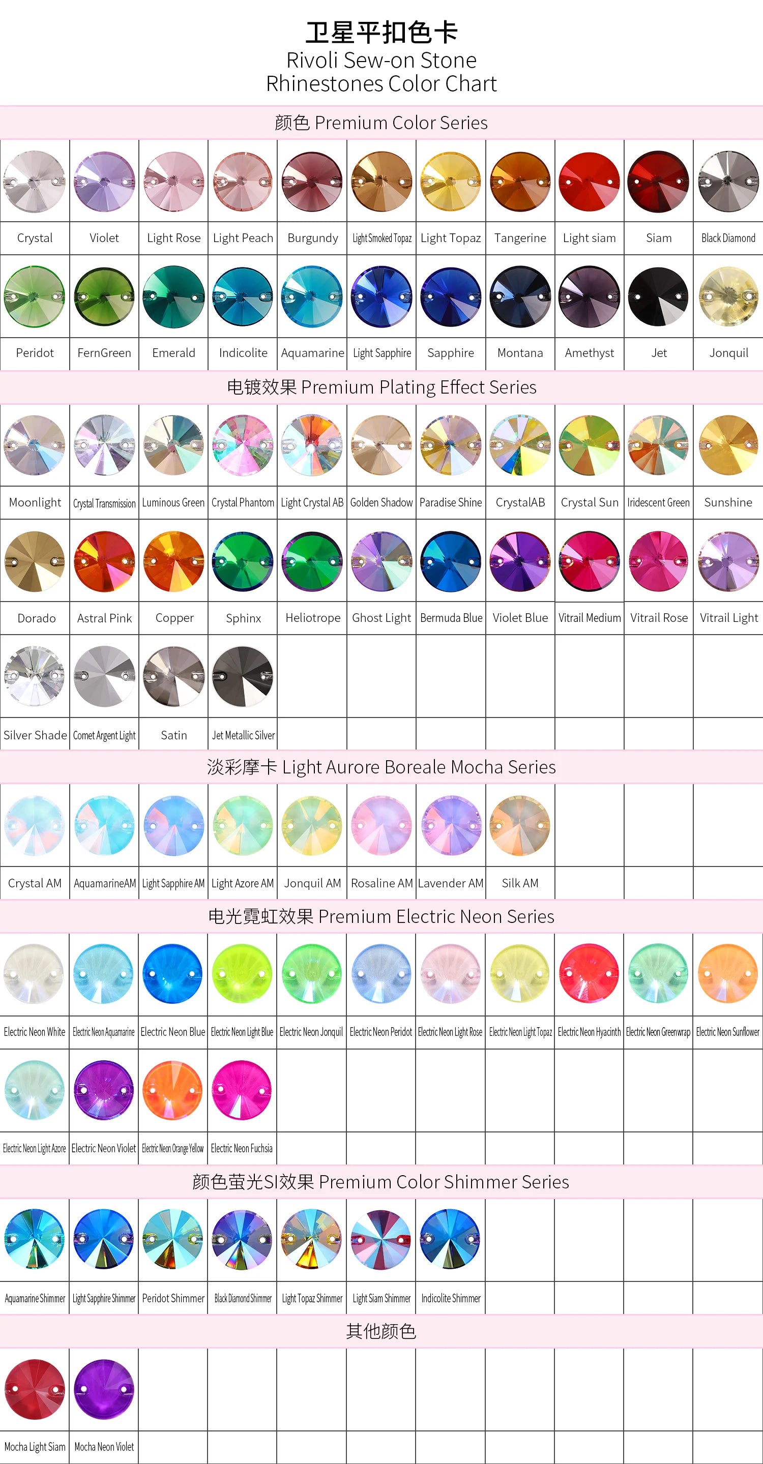 Top Quality Rivoli  80+ Colors Rhinestones Crystal AB Sew-on Rhinestones Glass Gems Clothing Flatback Sewing Stones for Women