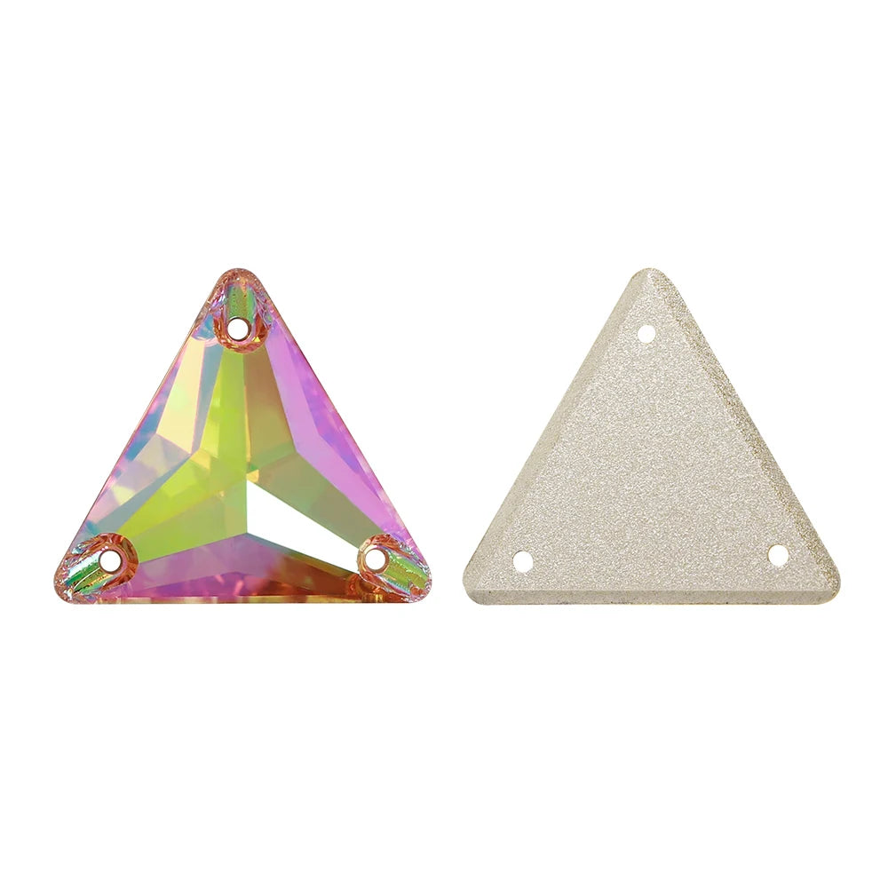 3270 Factory Direct 12mm/16mm/22mm Different Sizes 55+ Colors Top Quality Durable Grade AAAAAA Glass Triangle Sew-on Rhinestone