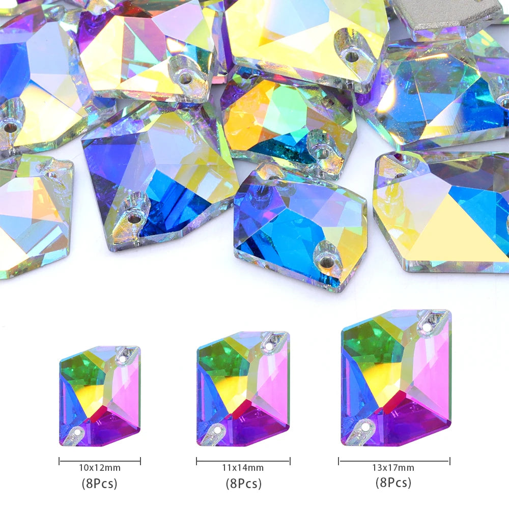 QIYI Mixed Size Packing Crystal AB Colors Different Shape High Quality Glass Crystal Rhinestones for Garment Accessories