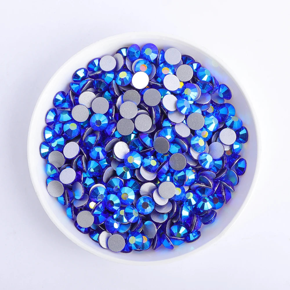 QIYI Wholesale Top Quality Non Hot Fix Strass Nail Stones Flatback Glass Crystal AB Rhinestone