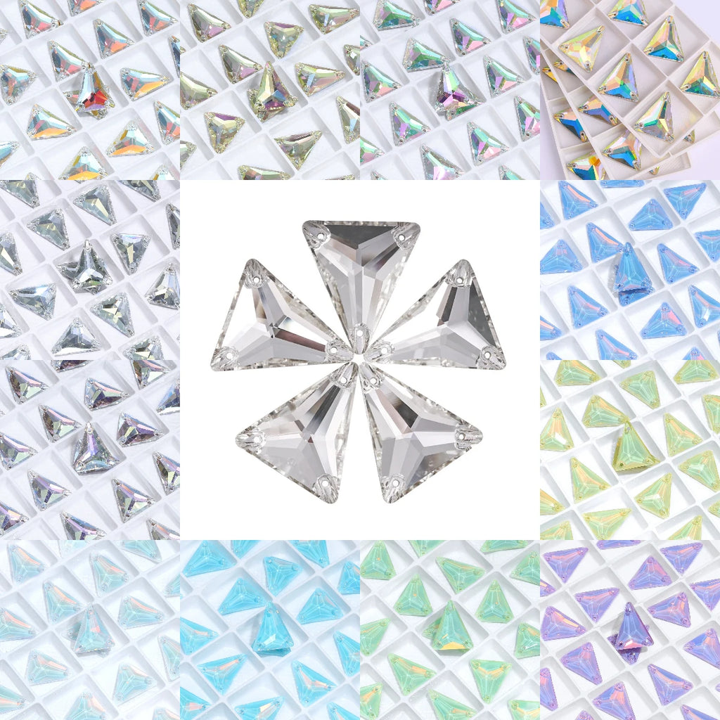 3271 Hot Selling Slim Triangle Factory Direct Wholesale High Quality Durable Shimmering Clear Glass Crystal Sew-On Rhinestones