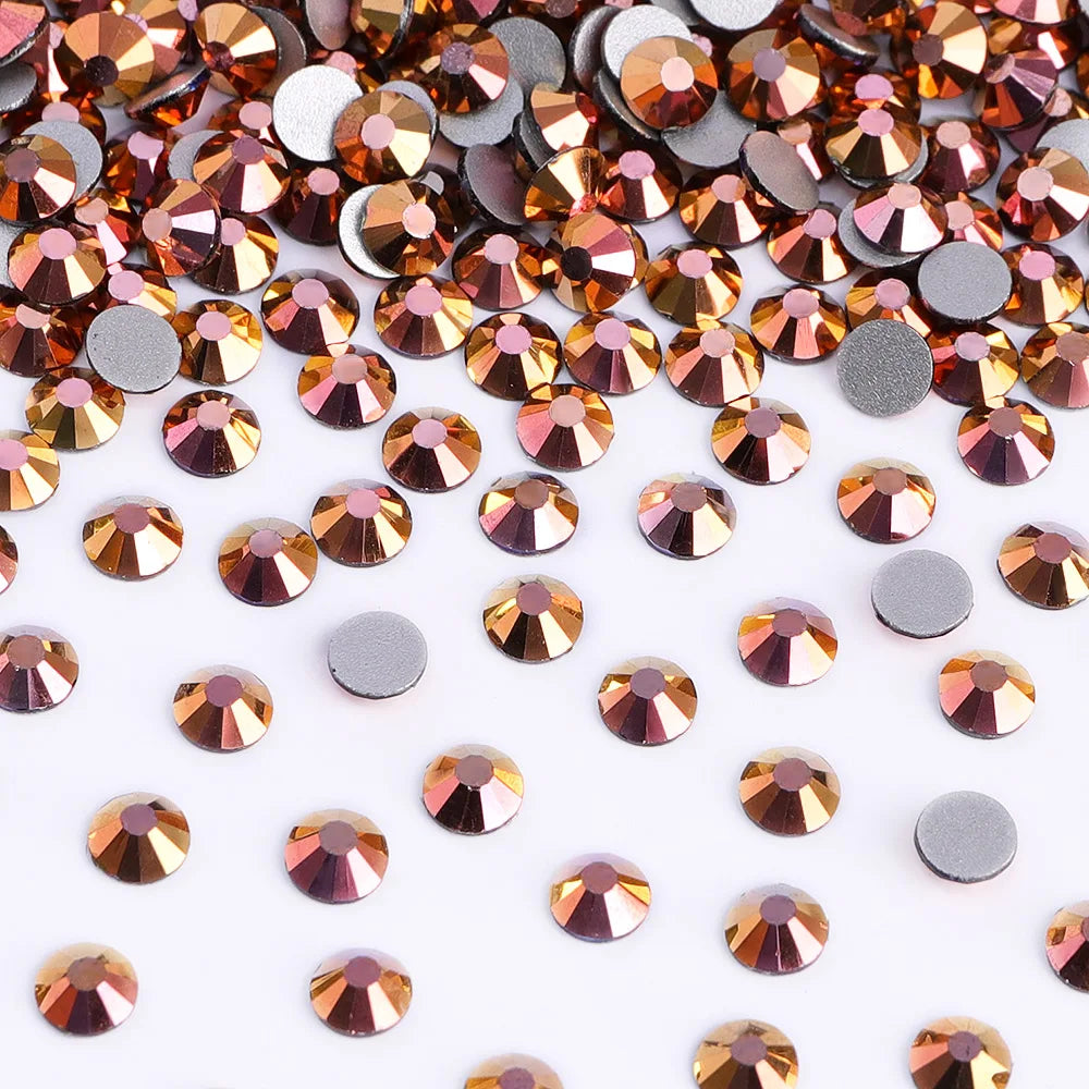 Metallic Colors 22 Kinds Mineral Colors Fuchsia Rhinestone Non Hotfix Flat Back Crystal Glass  for Decorative Perfume Crafts