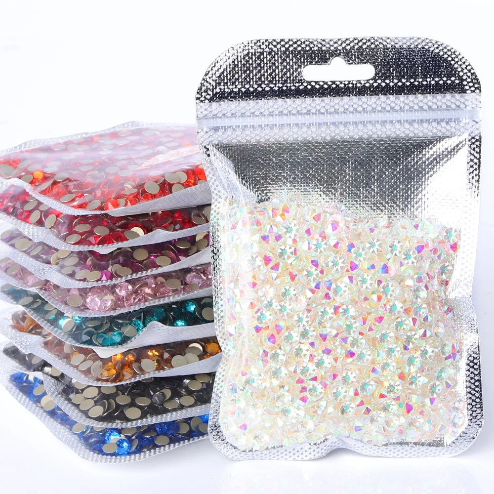 High Quality 16 Cut Facets  Crystal AB Rhinestone Gold Base Non Hot Fix Flatback  Rhinestones Bulk for Dress