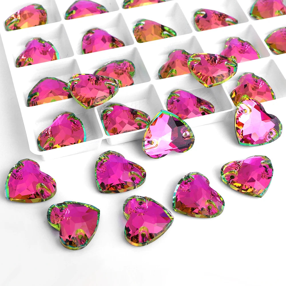 Wholesale Heart Sew on Rhinestone K9 Glass Crystal 3259 Heart Crystal AB Sew-on Stones and Crystals for Dress Decoration