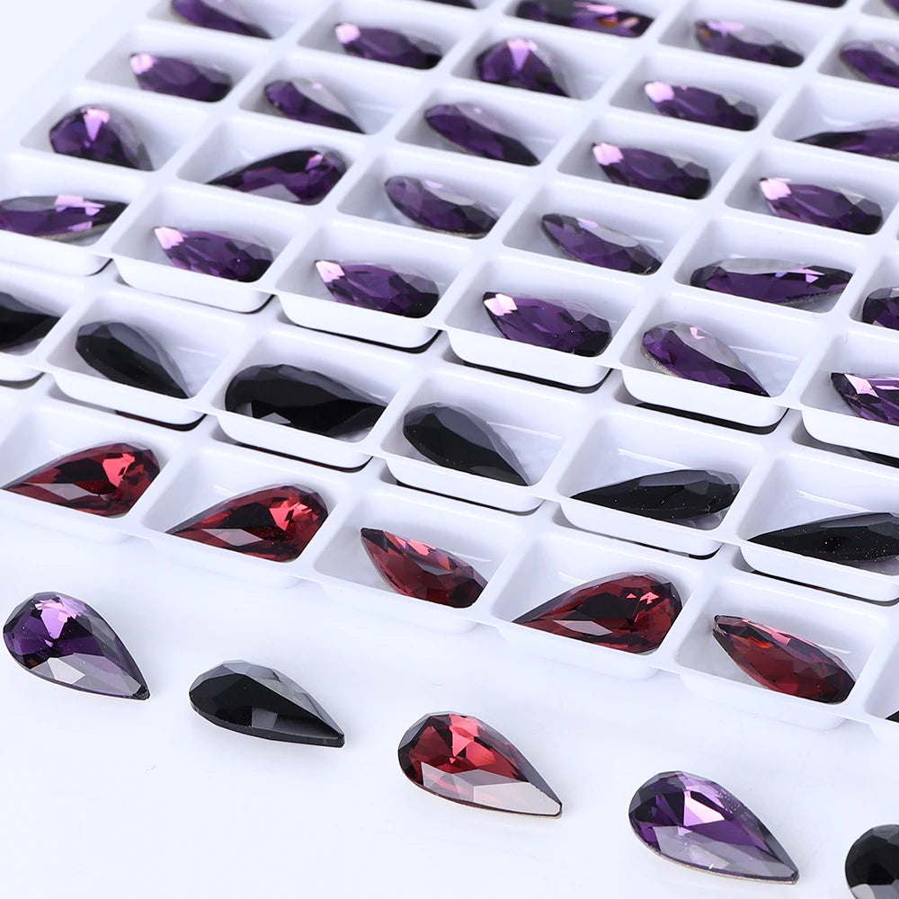 4322 Tear Drop Shape K9 Glass Grade AAAAAA High Quality 12 Facets Customized Color Point Back Rhinestone for Clothing Decoration
