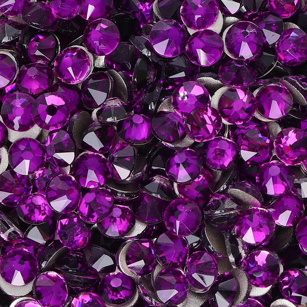 16 Cuts Neon Colors Glass Crystal Rhinestone SS10-SS30 8 Big 8 Small Flatback Rhinestones Grade AAAAAA White Back for Gym