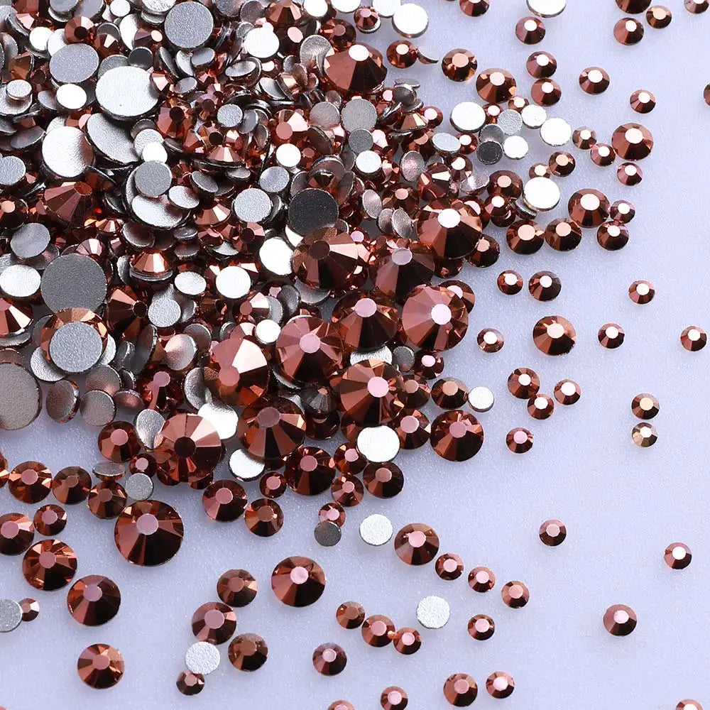 Wholesale 100 Colors Ss4-ss20 Mix Size Strass Crystal Rhinestones Non Hotfix Round Glass Stones Glue on Nail Gems Decoration