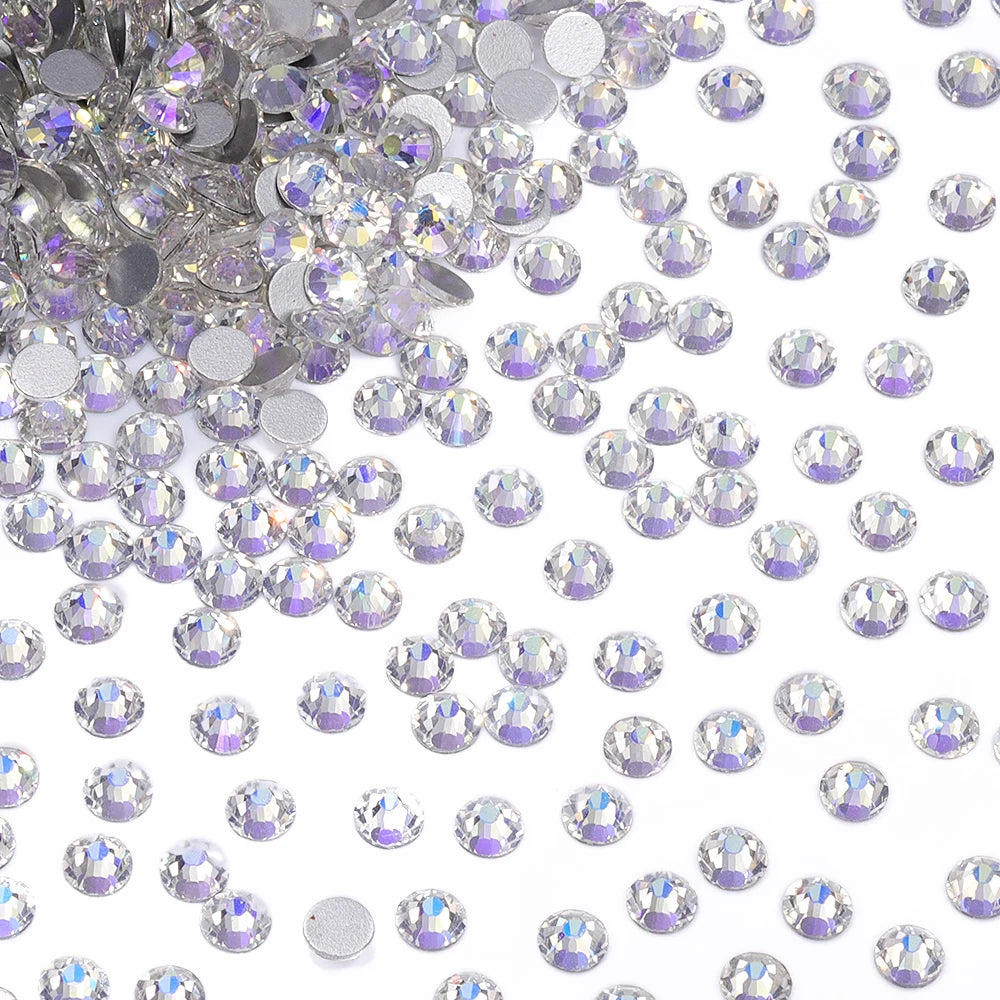 SS6-SS30 Wholesale Small Bag Non Hotfix Glue on 4A+ Quality Rhinestones Glass Crystal Flatback Regular Cut for Nail Art
