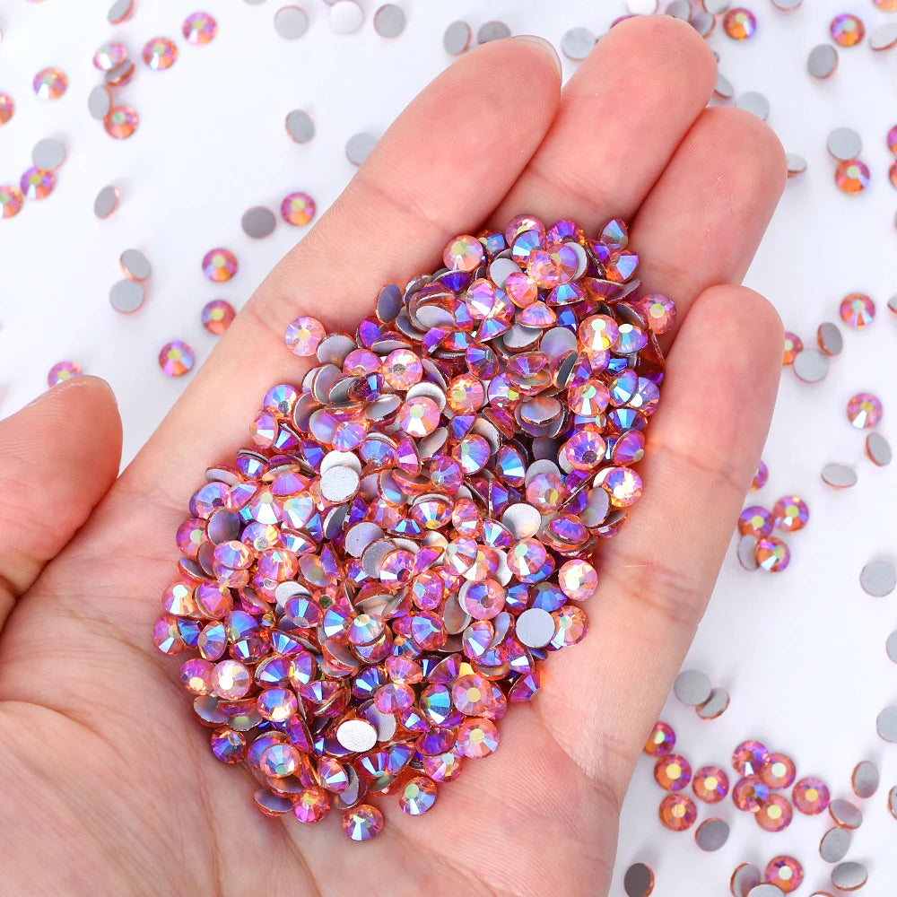 QIYI Wholesale 14400pcs Bulk Package Non Hotfix Rhinestones Glitter Bling Glue on Rhinestones for Accessories