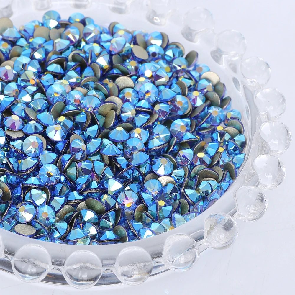 SS10-SS40 Colorful Non Hotfix Rhinestones Golden Base Flat Back Bling Glitter Glass Stones Crystal Strass Diamond for Nail