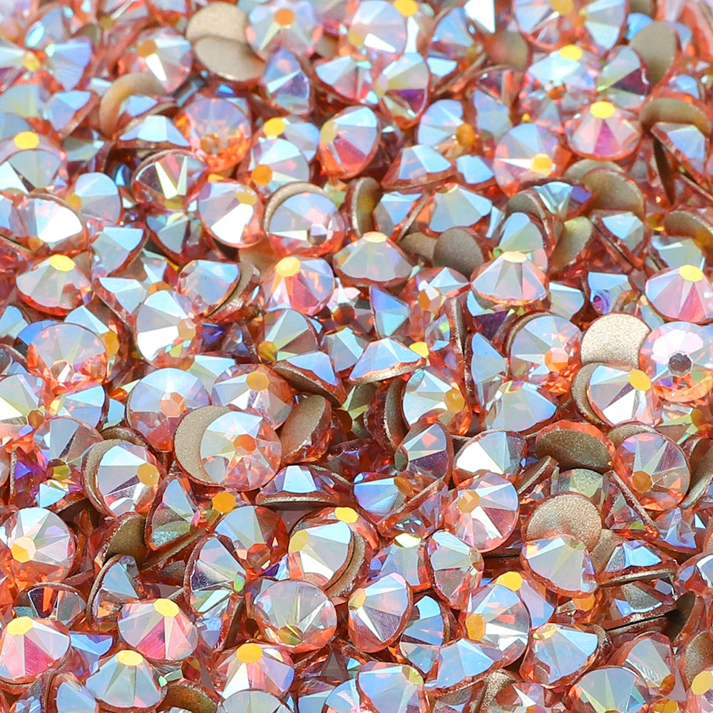 Factory Wholesale Crystal AB Colors 2088 16 Cut Facets Multi and Size Flat Back Golden Bottom High Quality Glass Rhinestones