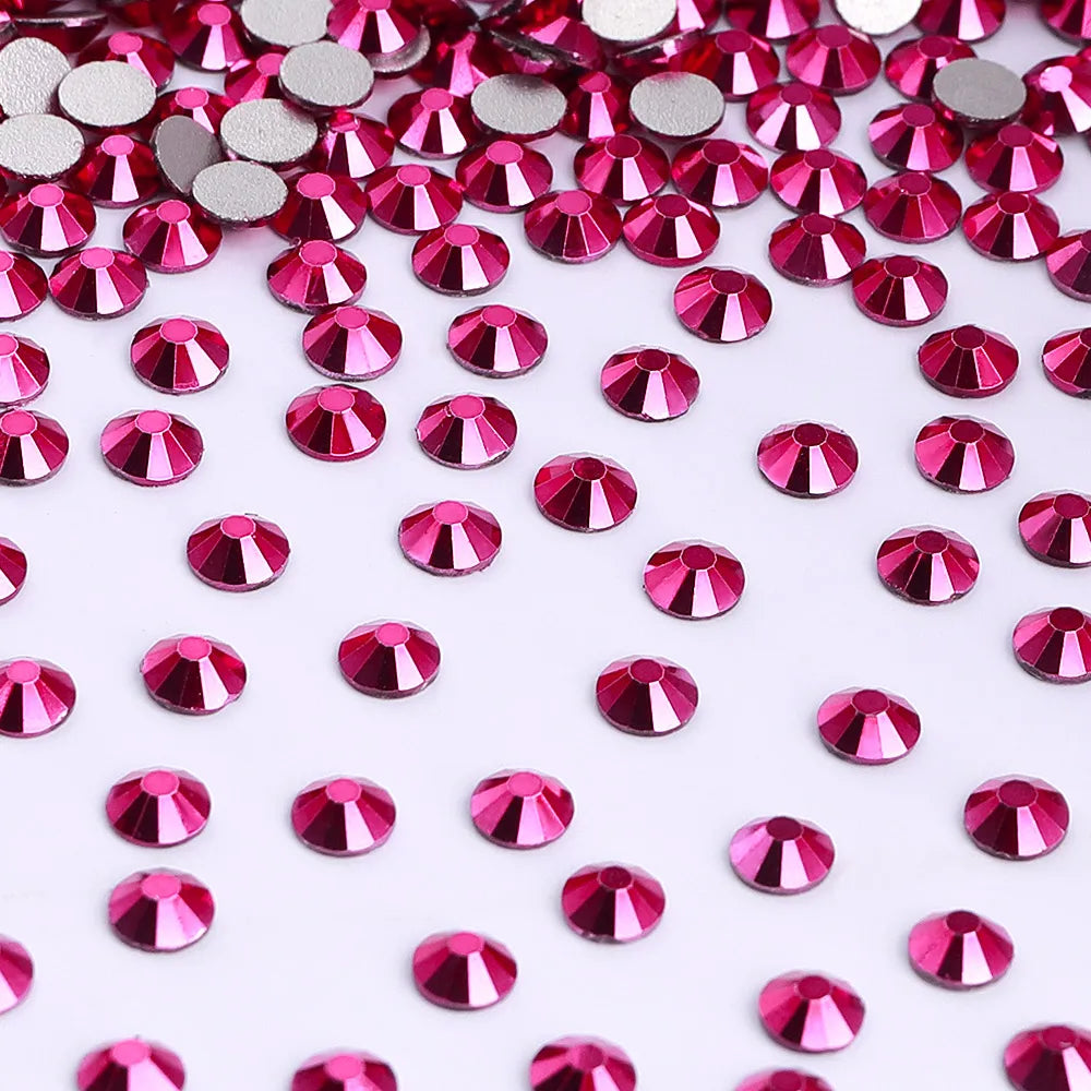 22 Kinds Metallic Colors Mineral Colors Fuchsia Rhinestone Non Hotfix Flat Back Crystal Glass  for Decorative Perfume Crafts