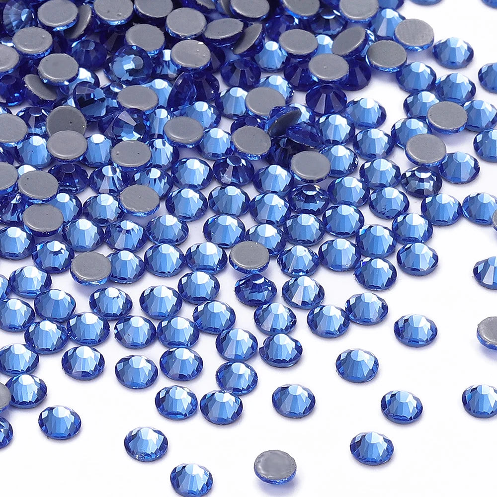 Factory Price Hotfix Glass Crystal Flat Back Rhinestone Round Hotfix Crystal Stone Shine Blilng  for Clothing Accessories