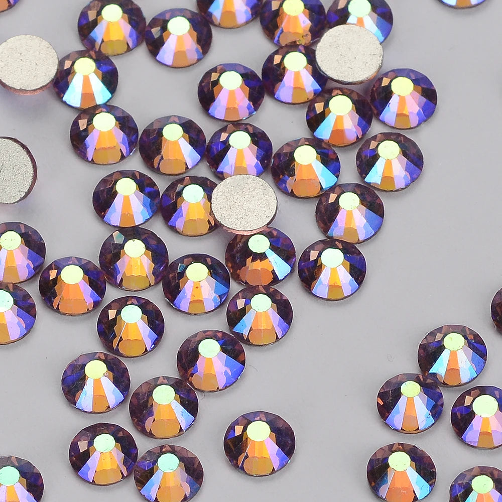Wholesale Colorful Glitter Glass Rhinestones Flat Back Non Hotfix Crystal Rhinestone Nails for Earring Jewelry Accessory