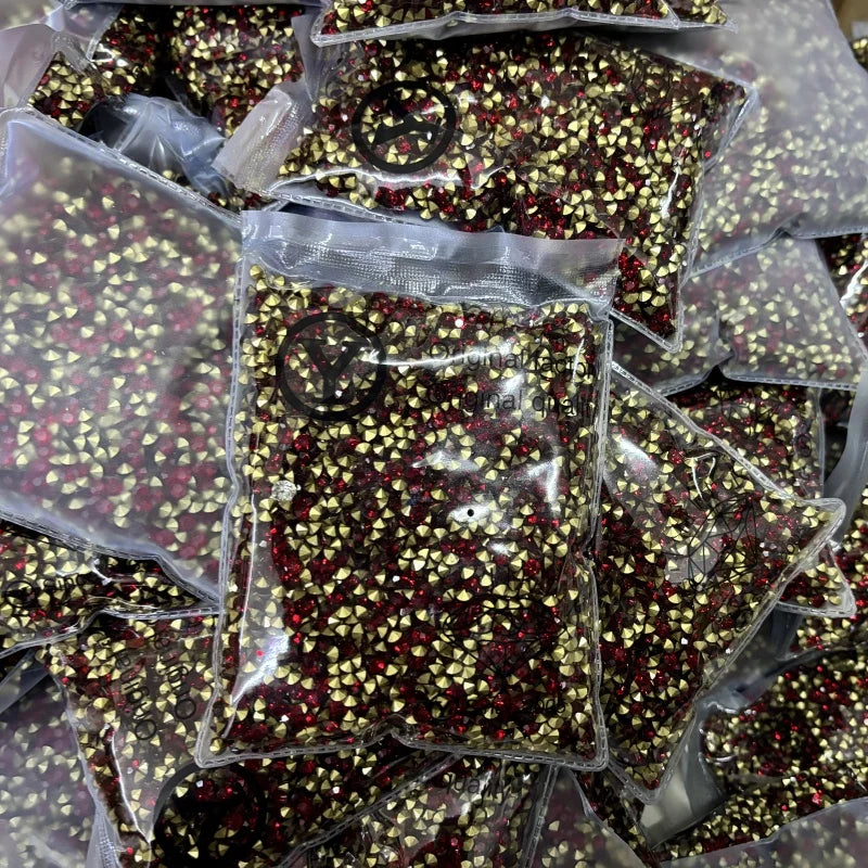 Customized SS6 Pointed Back Crystal Rhinestones Non-Hotfix Chaton Strass for DIY Nail Art Decoration & Wedding Garment Materials