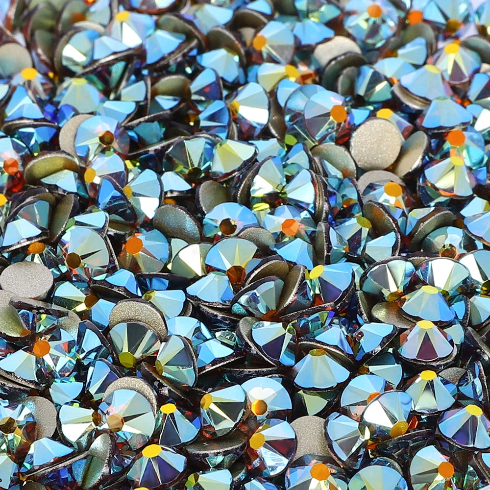 Factory Wholesale Crystal AB Colors 2088 16 Cut Facets Multi and Size Flat Back Golden Bottom High Quality Glass Rhinestones