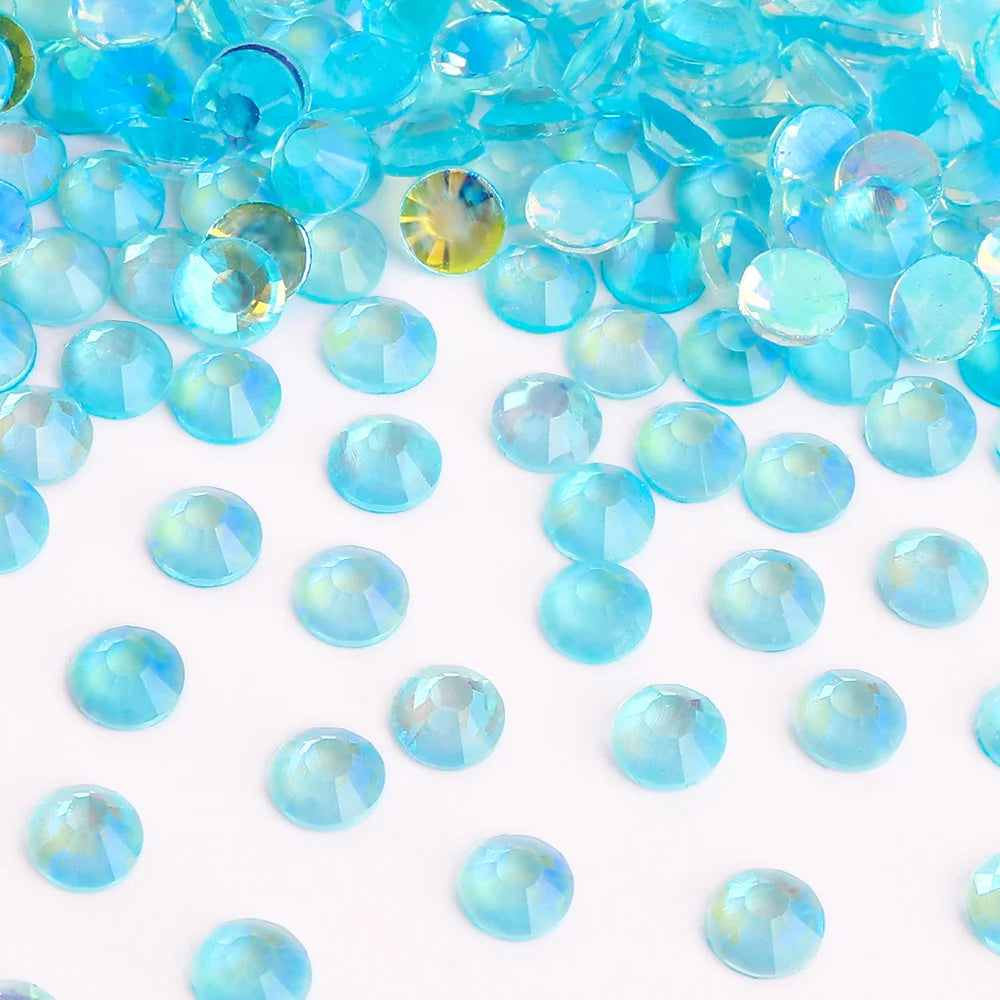 Blue Colors Glass Bling Crystal Wholesale Rhinestone Non Hotfix Flat Back Crystal Glass  for Clothing Accessories