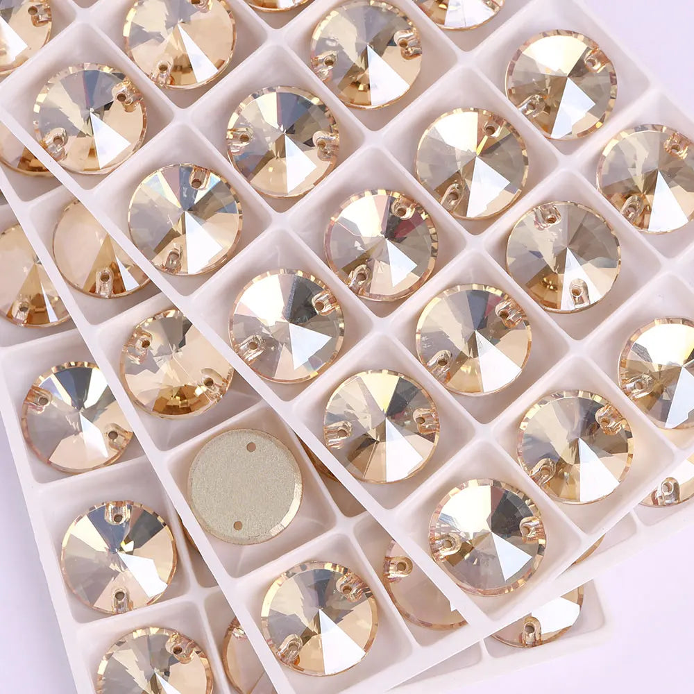 Ready to Ship Neon Rivoli Rhinestones 55 Colors Crystal  Sew-on Rhinestones Glass Clothing Flatback Sewing Stones for Women