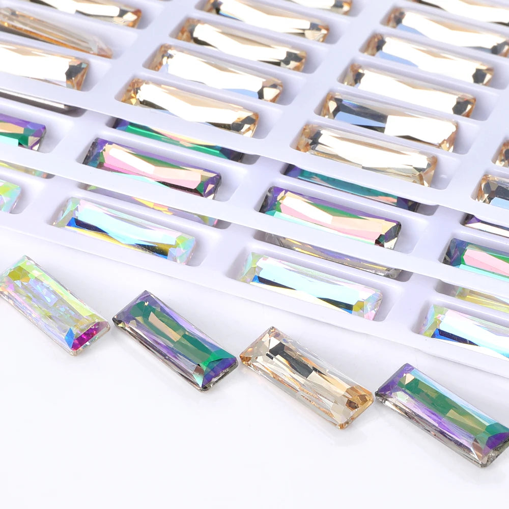 Factory Direct Wholesale New Product Explosion K9 Glass Crystal Rectangle Bling Bright Shining Rhinestones DIY Decoration Grade