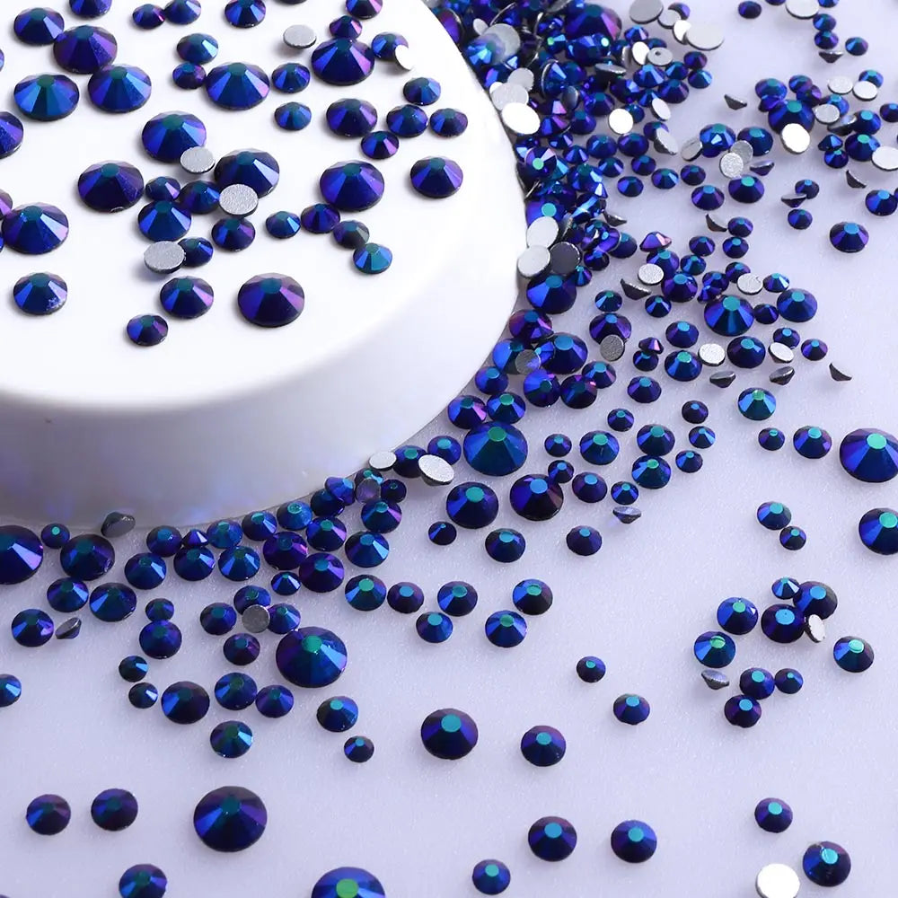 Wholesale Rhinestones 200 Colors 1440pcs  Mix Size Glue on Glass Flat Back Rhinestone Bulk Glass Rhinestone Crystal for Garment