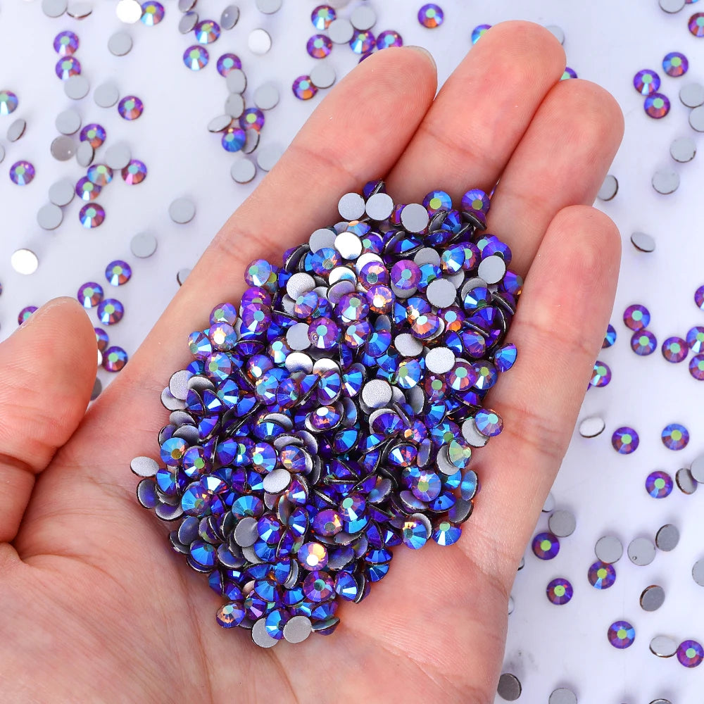QIYI Wholesale 14400pcs Bulk Package Non Hotfix Rhinestones Glitter Bling Glue on Rhinestones for Accessories