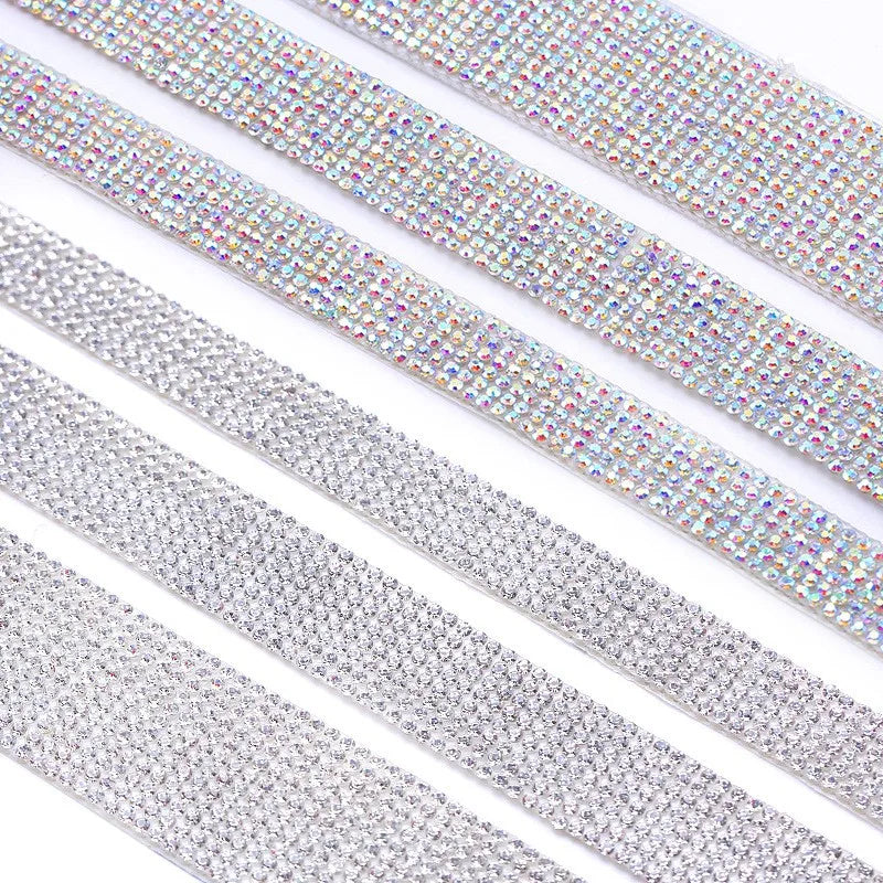 QIYI Wholesale Rhinestone Tape Self Adhesive Rhinestones Trimming Bling Crystal Glass Sheets Roll Wrap Sticker for Tumbler