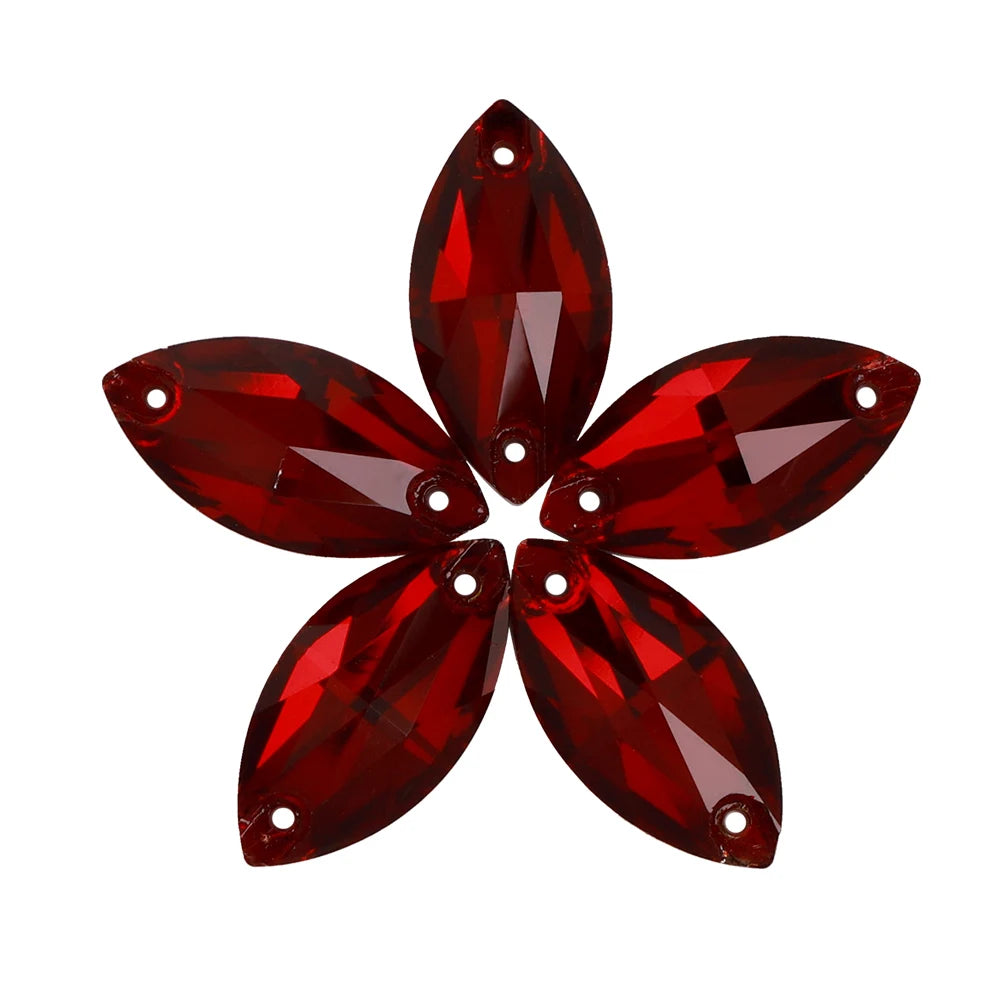 Wholesale Navette 55 Colors Shimmer Sew-on Rhinestones Horse Eye Glass Gems Clothing Flatback Sewing Stones for Jewelry Cloth