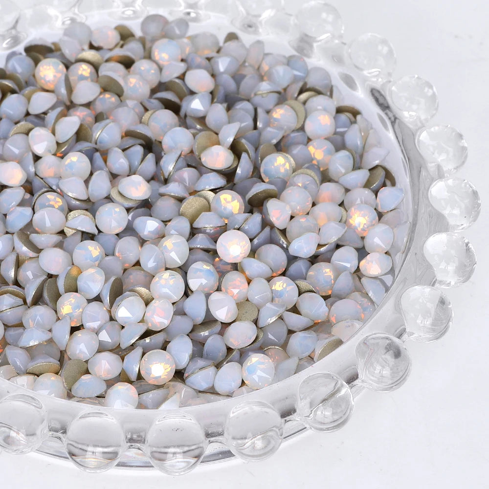 SS10-SS40 Colorful Non Hotfix Rhinestones Golden Base Flat Back Bling Glitter Glass Stones Crystal Strass Diamond for Nail