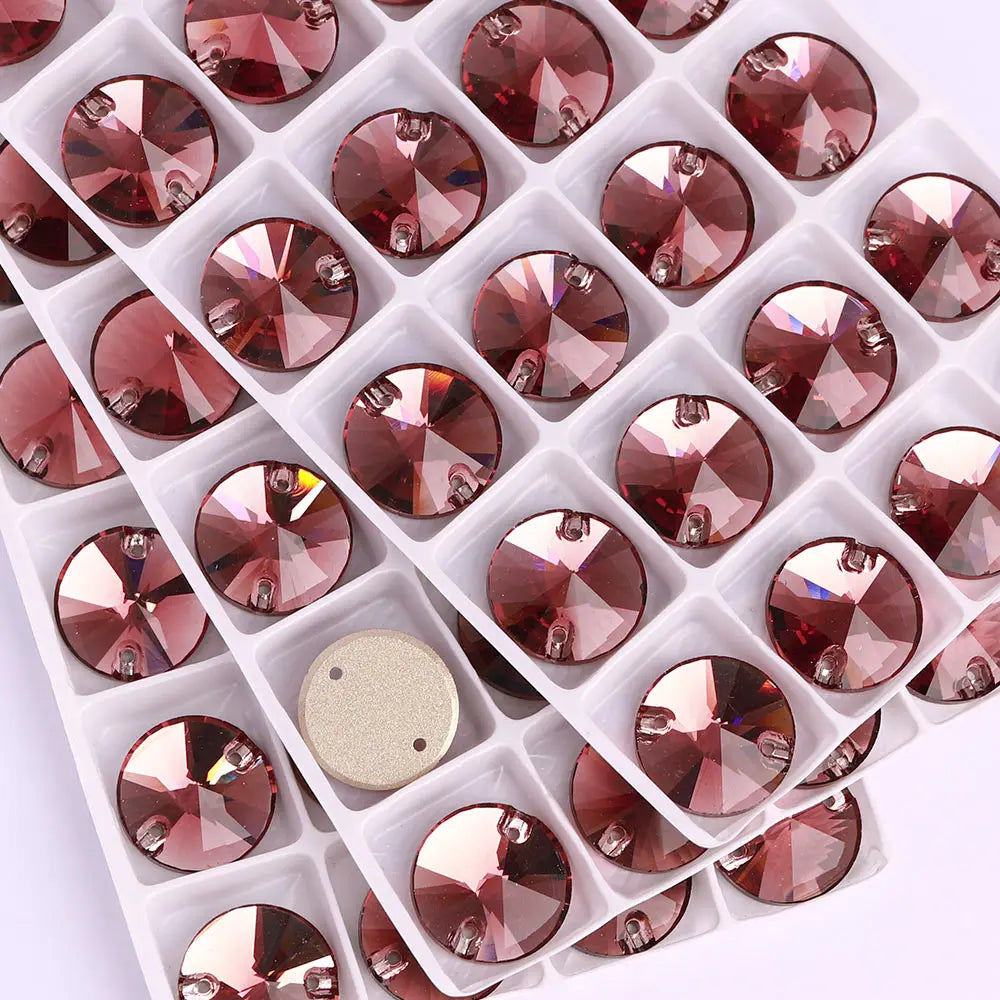 Wholesale Rivoli Rhinestones 55 Colors Crystal Strass AB Sew-on Rhinestones Glass Gems Clothing Flatback Sewing Stones for Women