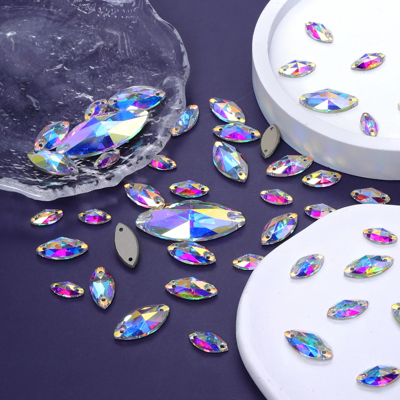 QIYI Mixed Size Packing Crystal AB Colors Different Shape High Quality Glass Crystal Rhinestones for Garment Accessories