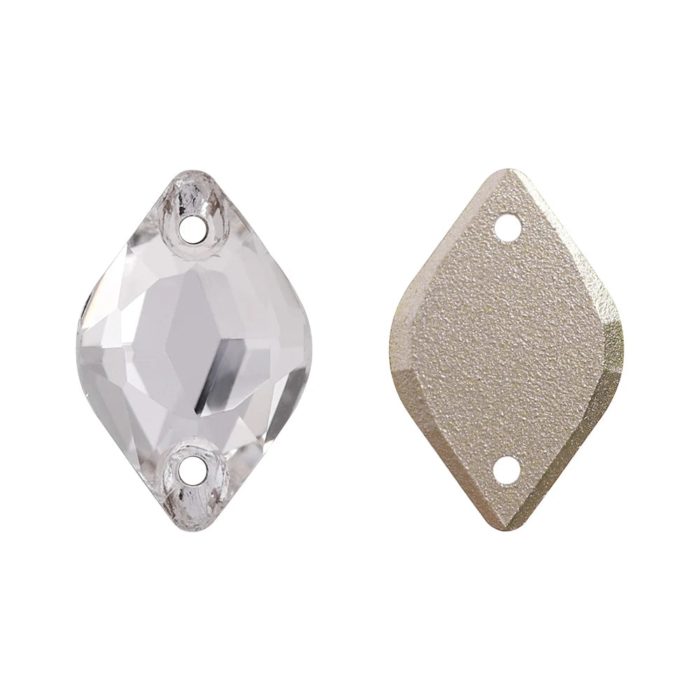 QIYI Lemon Shape Sew-On Rhinestones 55 Colors 9x14mm/12x18mm Glass Rivoli Shape Minimalist Luxury Design for Garment Shoes Bags