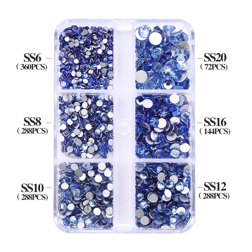 Wholesale Round Crystal Mixed Size Ss6-ss20 Flat Back Non Hot Fix Rhinestones With Box Package