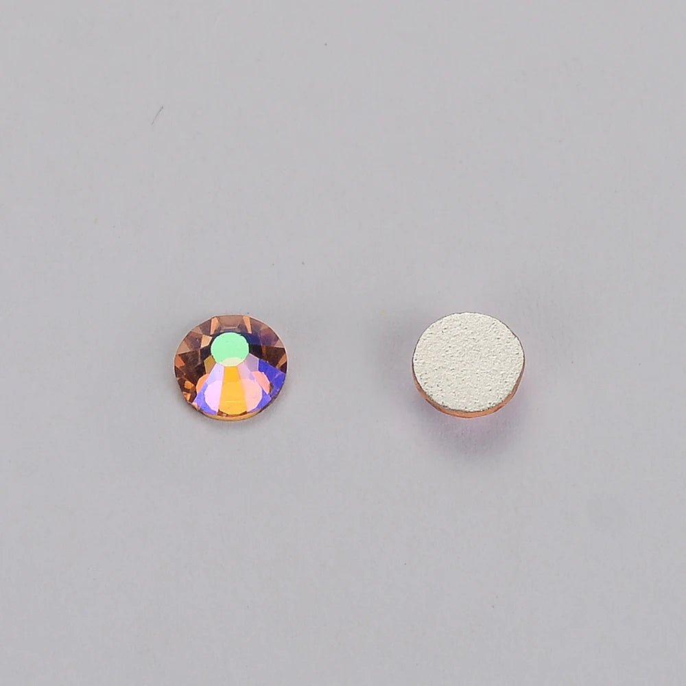 Diamond Stone Champagne Factory Wholesale Crystal AB Glass Flat Back Non Hot Fix Crystal Rhinestone in Bulk Silver 1 Bag Glue on