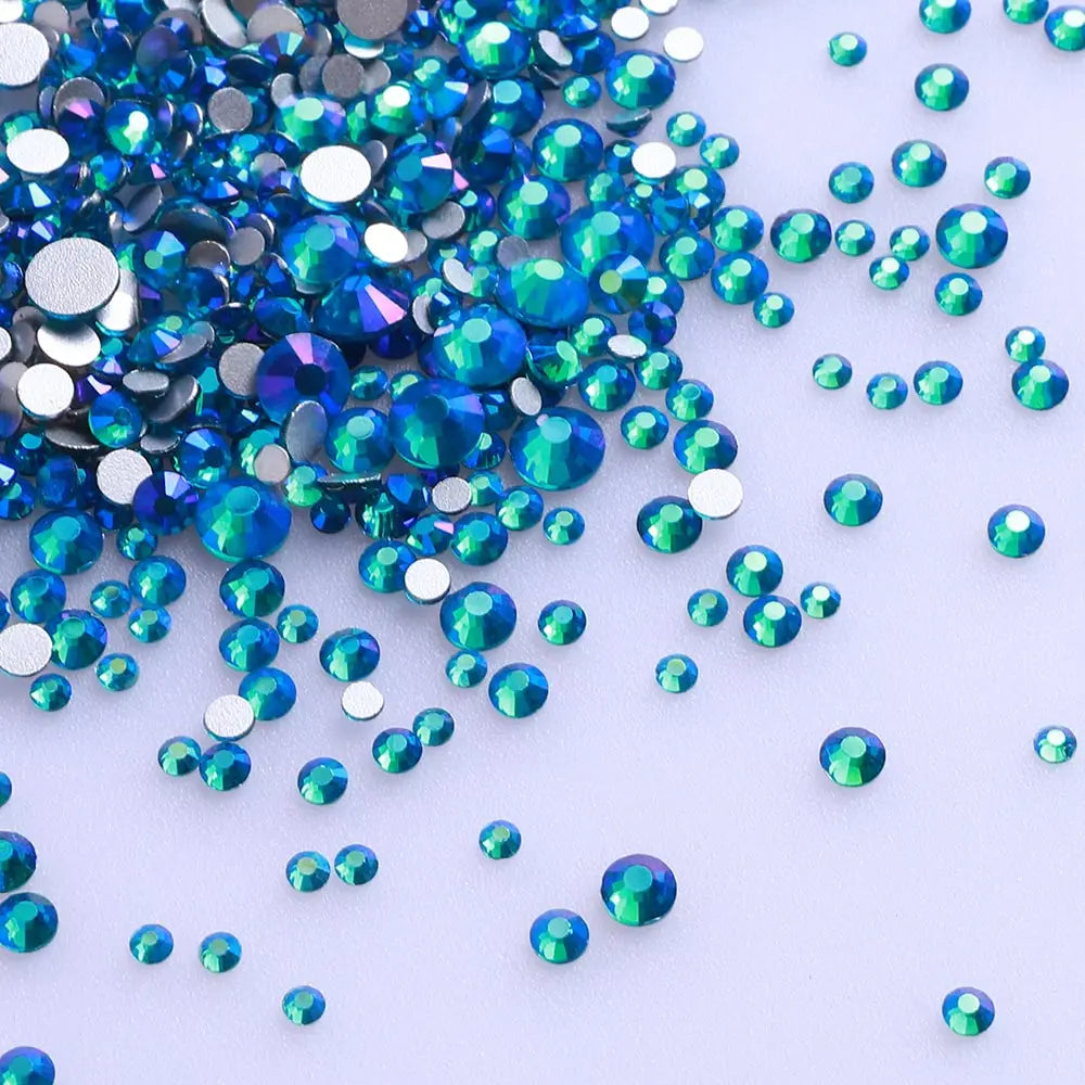 Wholesale 100 Colors Ss4-ss20 Mix Size Strass Crystal Rhinestones Non Hotfix Round Glass Stones Glue on Nail Gems Decoration