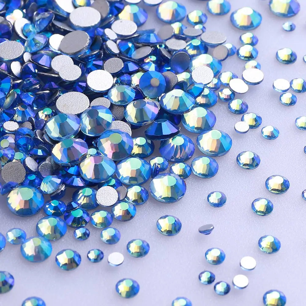 Wholesale Rhinestones 200 Colors 1440pcs  Mix Size Glue on Glass Flat Back Rhinestone Bulk Glass Rhinestone Crystal for Garment