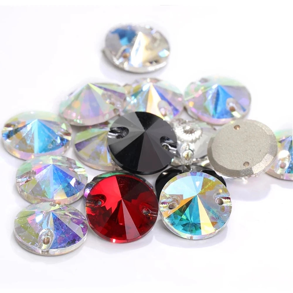 High Quality Sewing on Glitter Rivoli Rhinestones Pointback  Crystal Glass Fancy Stone for Garment Decoration
