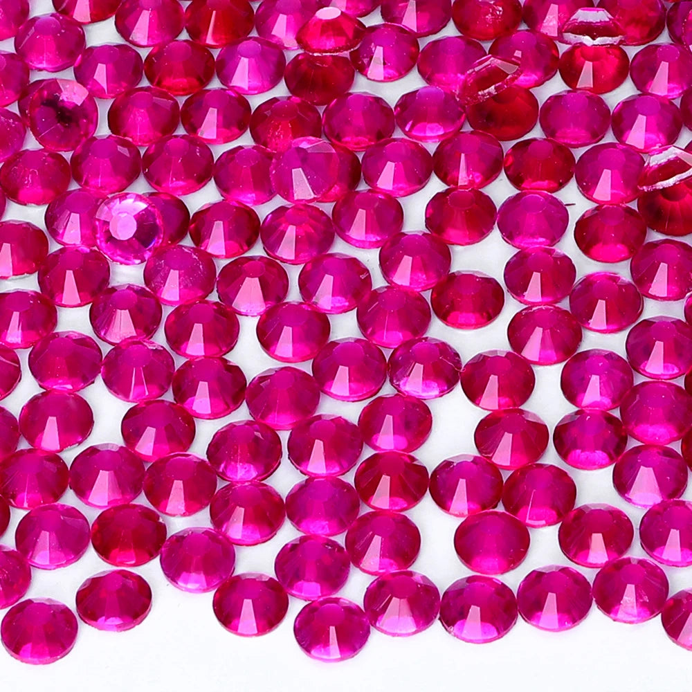 34Kinds Pink Color SS6-SS30 Crystal Rhinestones Bling Bling Glitter Glue on Rhinestones for Gymnastics Performance Clothing