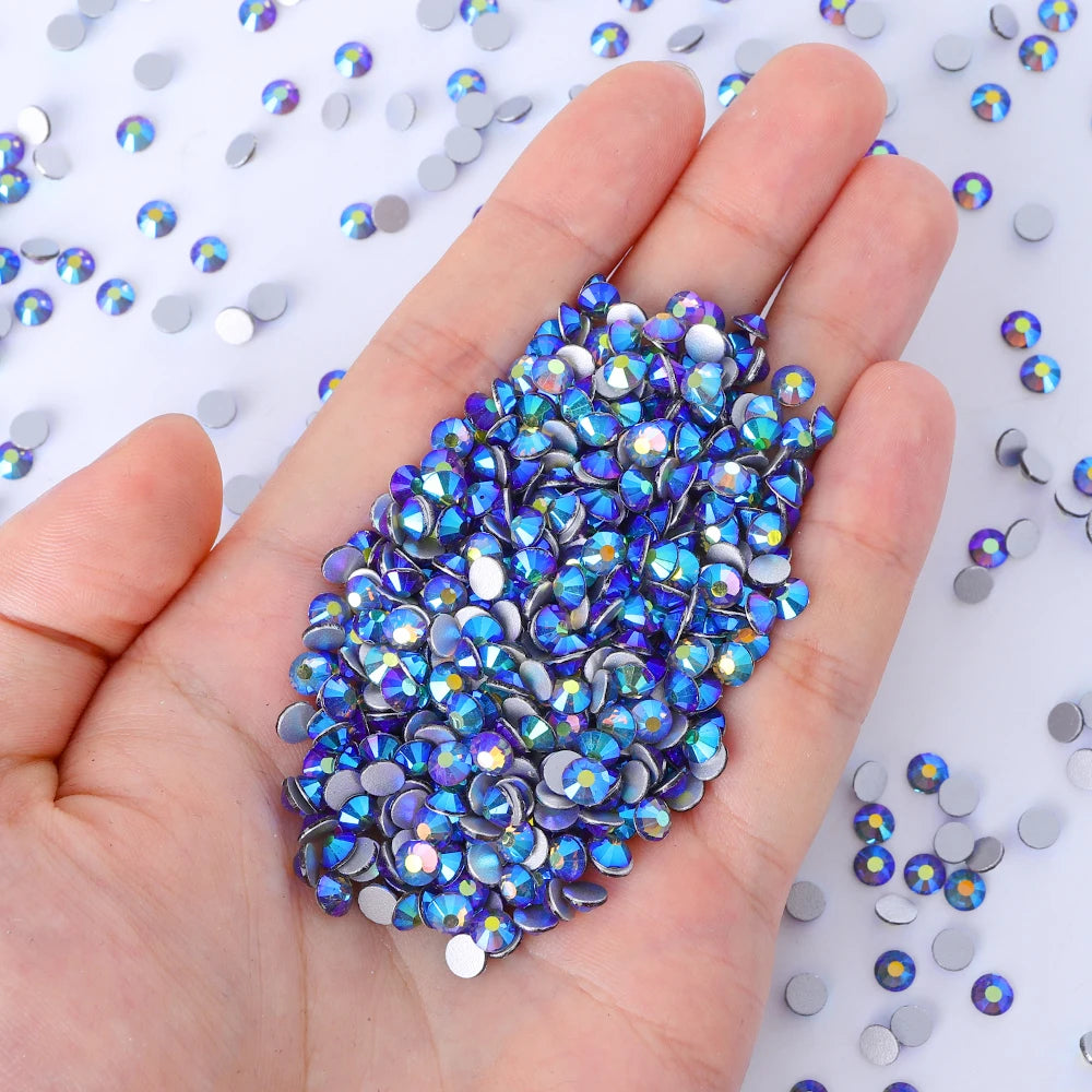 QIYI Wholesale Top Quality Non Hot Fix Strass Nail Stones Flatback Glass Crystal AB Rhinestone