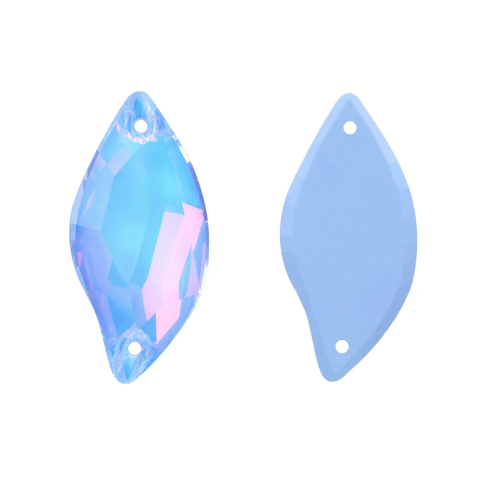 Wholesale Custom Sew-on Rhinestones 5A Quality Crystal FlatBack 2 Holes Sewing Diamond Leaf Stones Bling Wedding Decoration