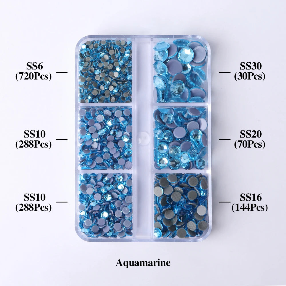 Hot Selling 6 Grid Hotfix Rhinestone Kit Mix Box Nail Charms Crystals Rhinestones Wholesale Stones for Jewellery Making