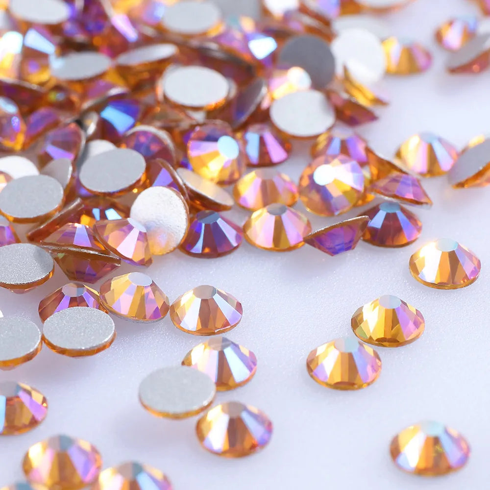 Top Selling Glass Crystals AB Colors Nail Art Rhinestones Flat Back Non Hotfix Rhinestone Diamond for Fashion Jewelry Earring