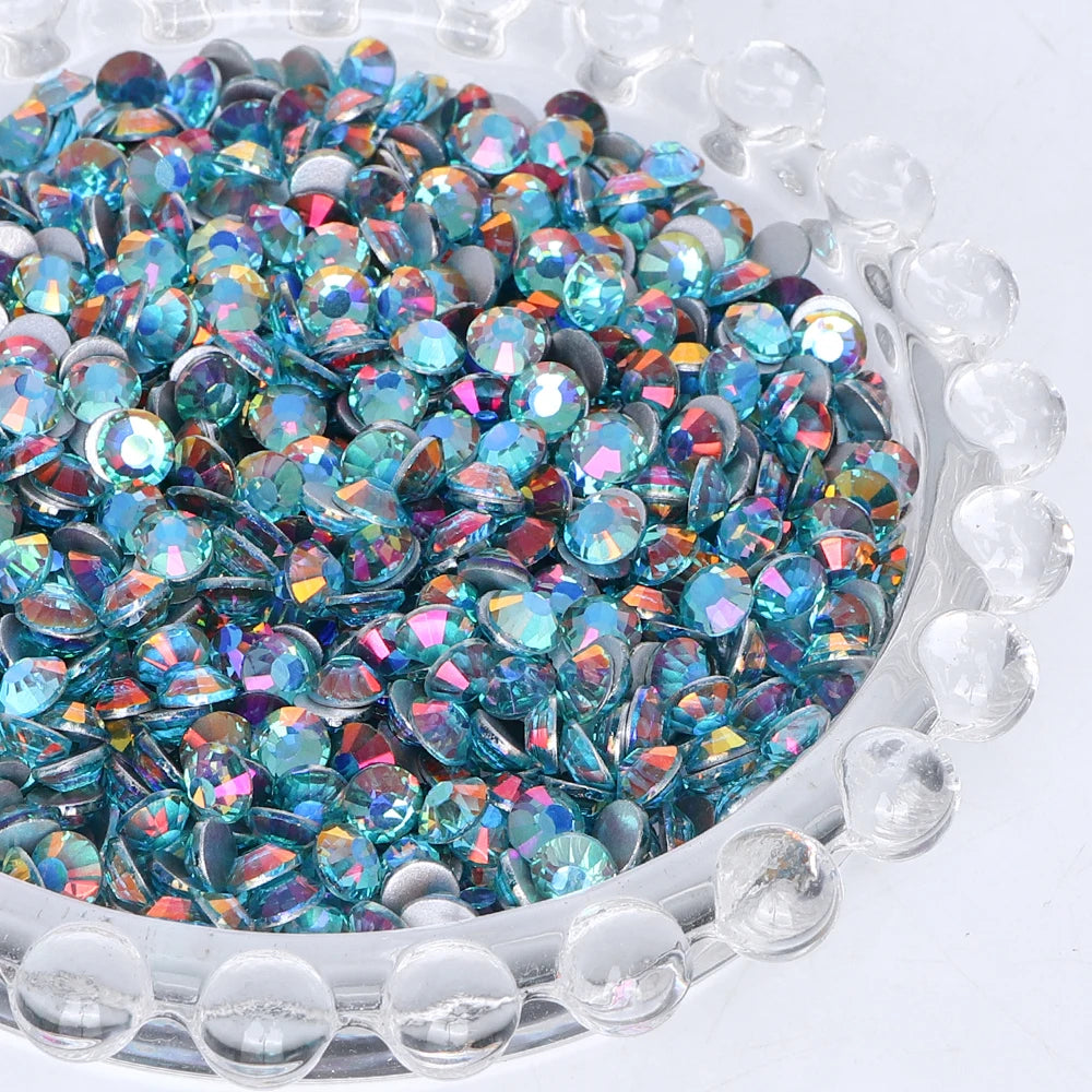 Blue Colors Glass Bling Crystal Wholesale Rhinestone Non Hotfix Flat Back Crystal Glass  for Clothing Accessories