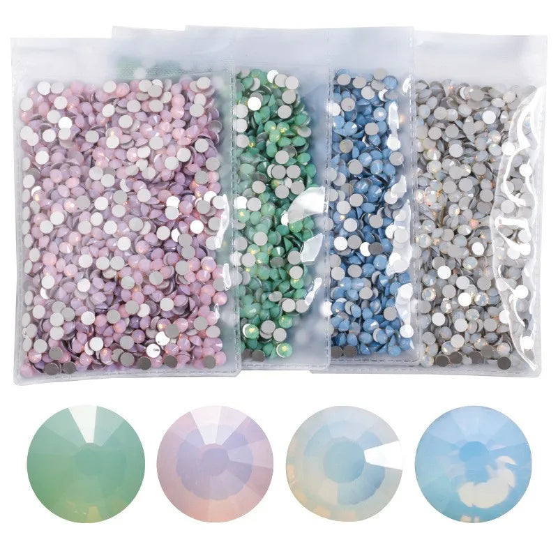 SS3-SS30 Non Hot Fix Glass White Opal Flat Back Crystal Stone Rhinestones for Nail Art Decoration