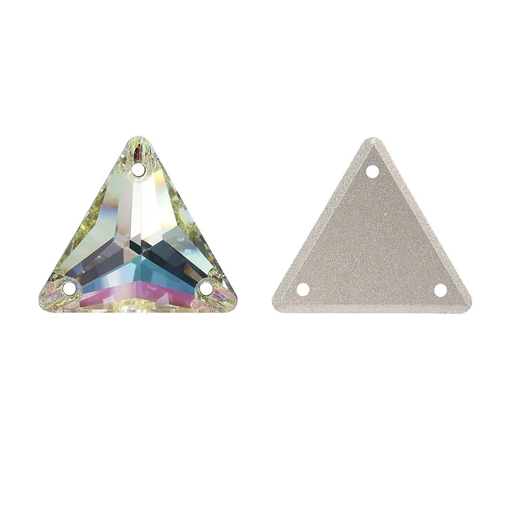 3270 Factory Direct 12mm/16mm/22mm Different Sizes 55+ Colors Top Quality Durable Grade AAAAAA Glass Triangle Sew-on Rhinestone